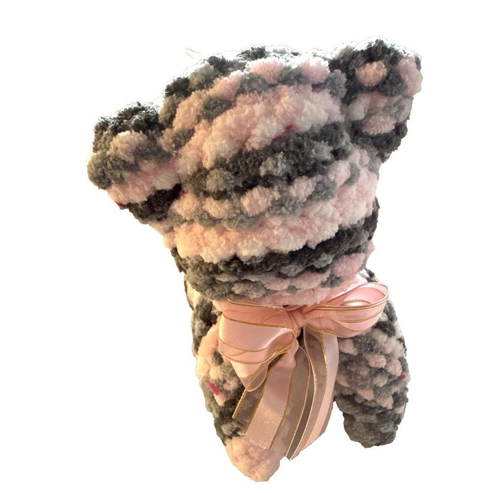 Crochet Cat Plush Stuffy Squishy Amigurumi Soft Baby Kids Pink Grey 6.5 in - Picture 2 of 6